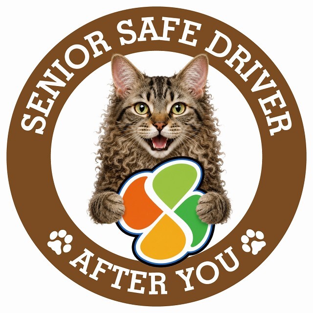 カーサイン 高齢者マーク SENIOR SAFE DRIVER ラパーマ ステッカー シール 直径13cm 肉球 日本製 車