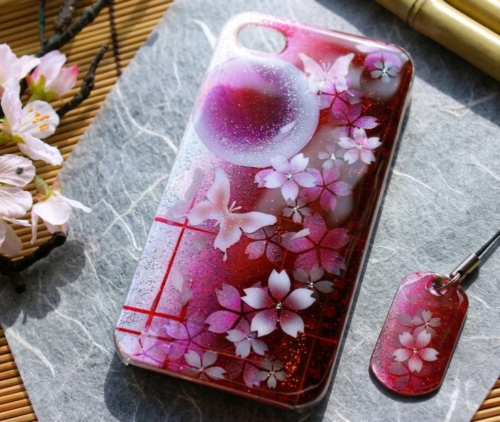 【全機種対応】スマホケース『雨』名入れ 送料無料 和柄 和風 桜 職人 伝統工芸 ハンドメイド ハードケース 手帳型 iPhone 17 Xperia AQUOS Android 各機種対応