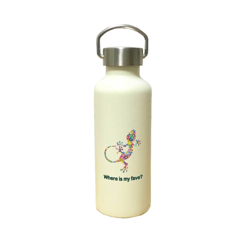 フラワーリザード かわいい 取っ手付きマグボトル おしゃれ 290ml 保温 保冷 ステンレス マグボトル 取っ手付き 真空 断熱 二重構造 ボトル タンブラー 水筒 マイボトル オリジナル トカゲ ヤモリ 爬虫類 ペット 動物 アニマル