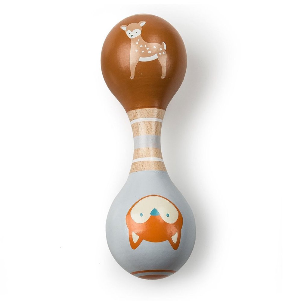 メリーマイヤー ライカ フォックス&バンビ ウッドラトル 14.5cm シカ キツネ | Leika 知育 玩具 ベビー 赤ちゃん 用品 かわいい ファーストトイ モンテッソーリ Mary Meyer 木製 がらがら 積み木 正規輸入品