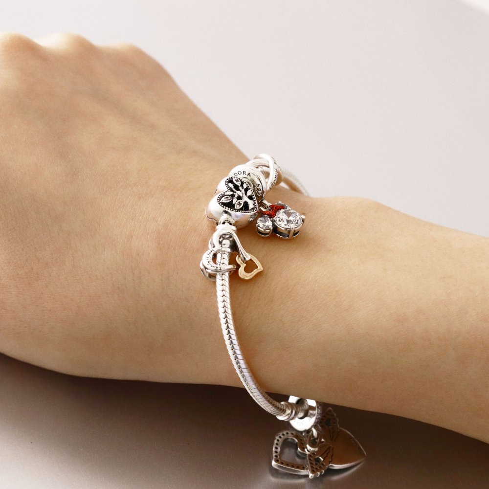 ボックス・ショッパー付 PANDORA(パンドラ) ★ Family Tree Heart Clasp Snake Chain Bracelet ★ファミリーツリー ハート クラスプ スネークチェーン ブレスレット ★ チャーム カスタマイズ アクセサリー シンプル 日常使い 誕生日 記念日 母の日 プレゼント ギフト
