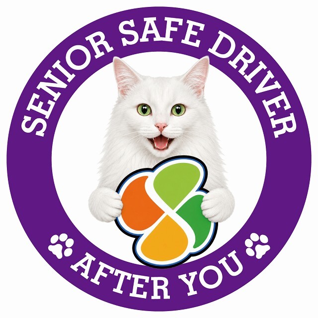 カーサイン 高齢者マーク SENIOR SAFE DRIVER ターキッシュアンゴラ ステッカー シール 直径13cm 肉球 日本製 車