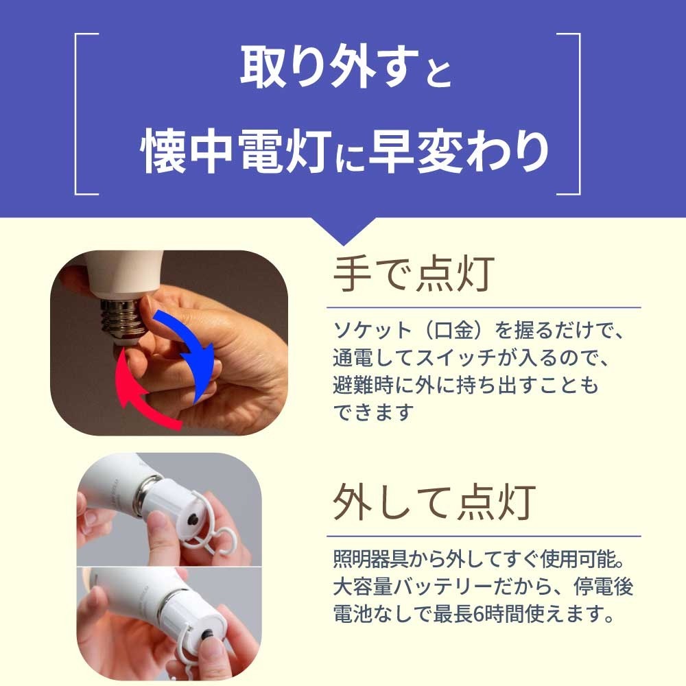停電でも消えない電球 いつでもランプ tsuita ツイタ 2個セッ ト LED電球 50W相当 E26 昼白色 電球色 停電時 自動点灯 蓄電式 内蔵バッテリー 非常灯 防災ライト 防災電球 地震 災害 停電対策 避難用品 防災グッズ 備蓄 家庭用 実用的 プレゼント