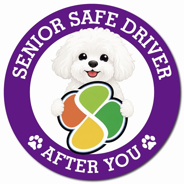 カーサイン 高齢者マーク SENIOR SAFE DRIVER ビションフリーゼ マグネット 強力 直径13cm 肉球 日本製 車 ステッカー