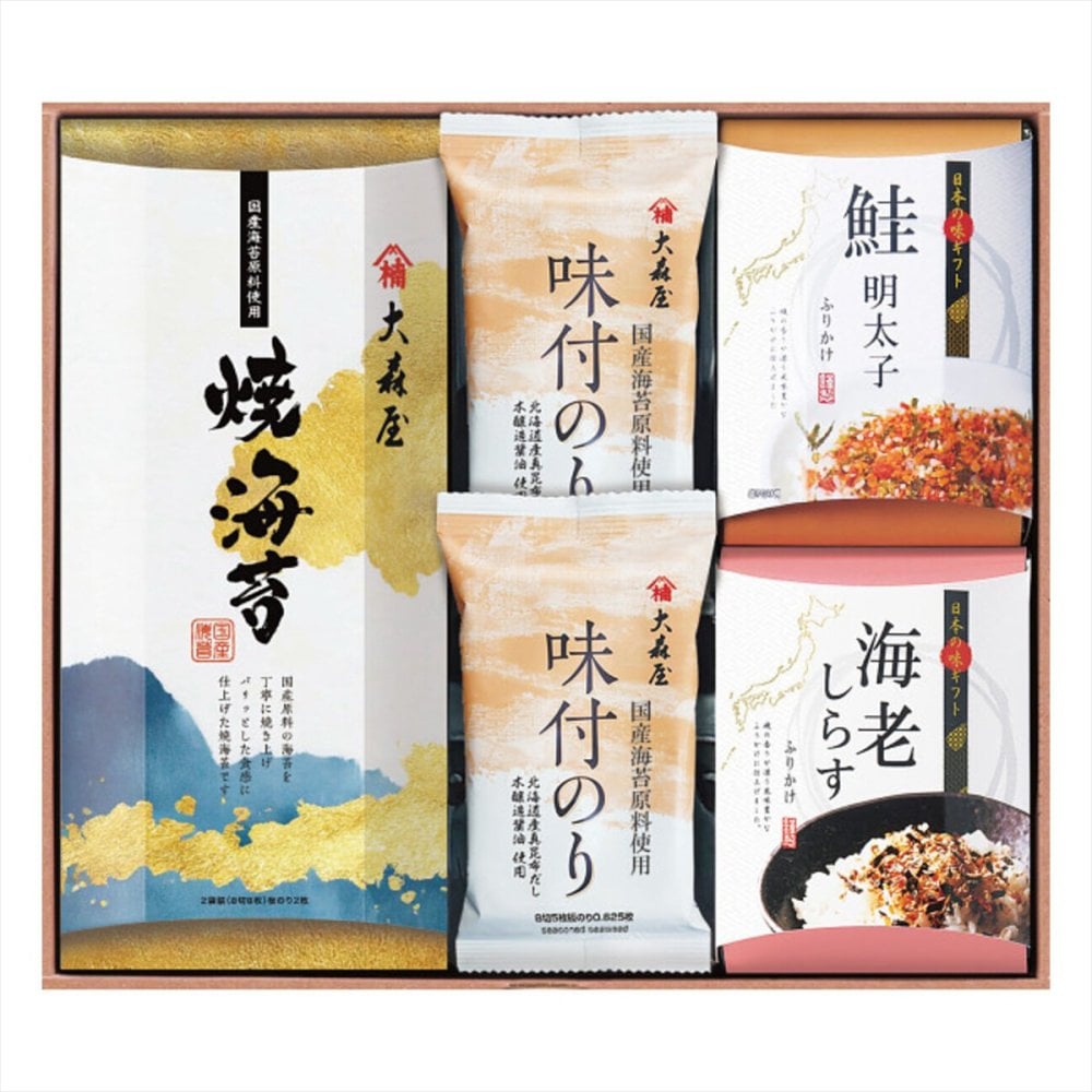 大森屋 海の幸 詰め合わせ ギフトセット 4種入 焼海苔 ほか 味付のり 焼き海苔 ふりかけ 海苔 ご飯のお供