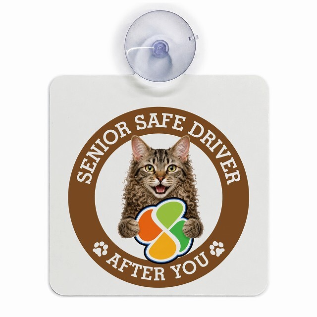 カーサイン 高齢者マーク SENIOR SAFE DRIVER ラパーマ 車内用 吸盤タイプ 収れん火災防止タイプ 肉球 日本製 車 ステッカー