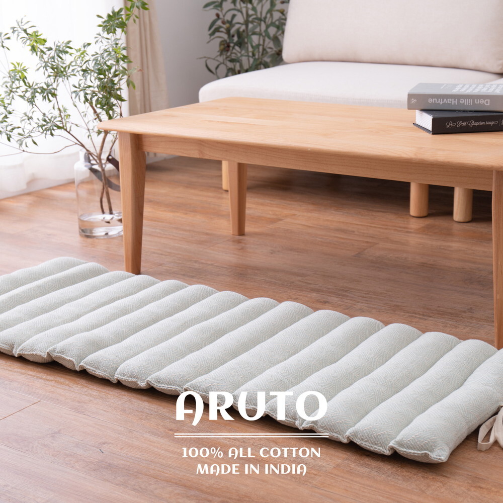 ベッド 寝具 インド綿 ロングクッション アルト 約43×120cm 長座布団 ごろ寝クッション コットン100％ ひも付き