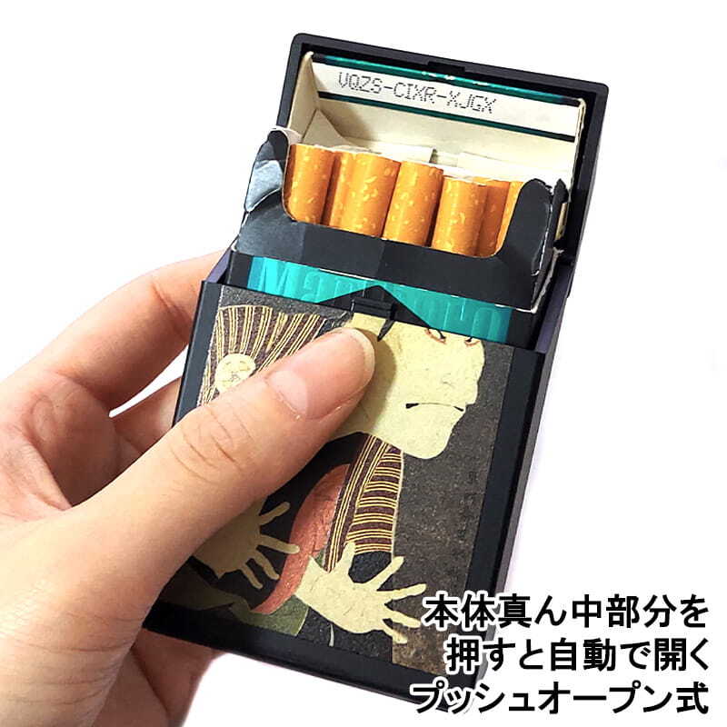 シガレットケース 江戸兵衛 風神 雷神 日本 伝統 渋い 和柄 かっこいい レギュラー タバコケース 85mm 選べる プッシュオープンタイプ おしゃれ 小物入れ ペンギンライター メンズ ギフト プレゼント グレー イエロー