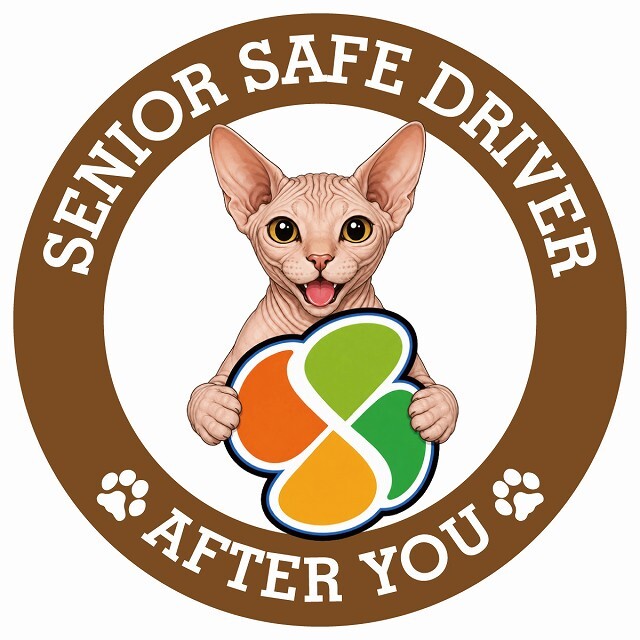カーサイン 高齢者マーク SENIOR SAFE DRIVER スフィンクス ステッカー シール 直径13cm 肉球 日本製 車