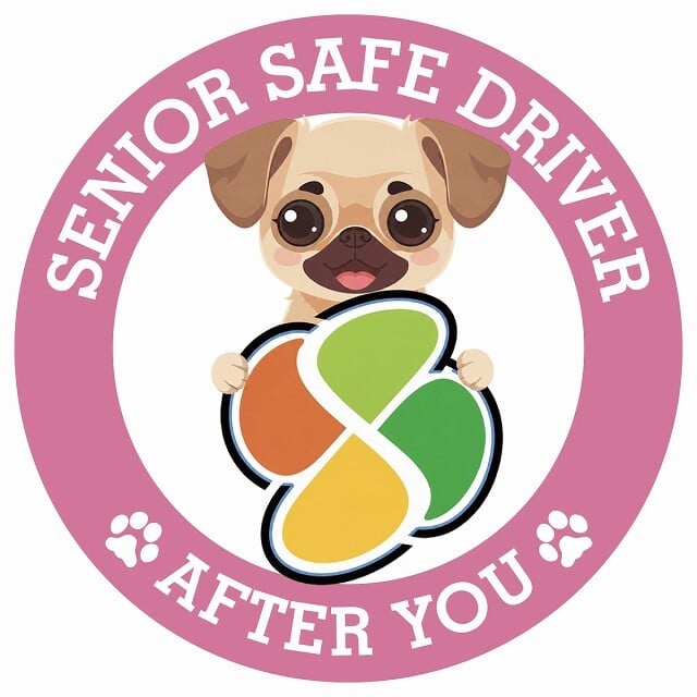 カーサイン 高齢者マーク SENIOR SAFE DRIVER チワパグ ステッカー シール 直径13cm 肉球 日本製 車