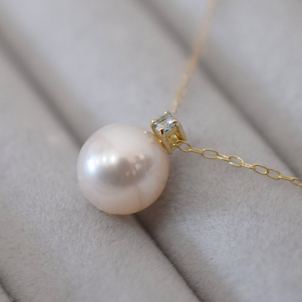 ［pearl599］ 8mm - 8.5mm ホワイトピンク ペンダント ネックレス 3月 誕生石 アクアマリン あこや真珠