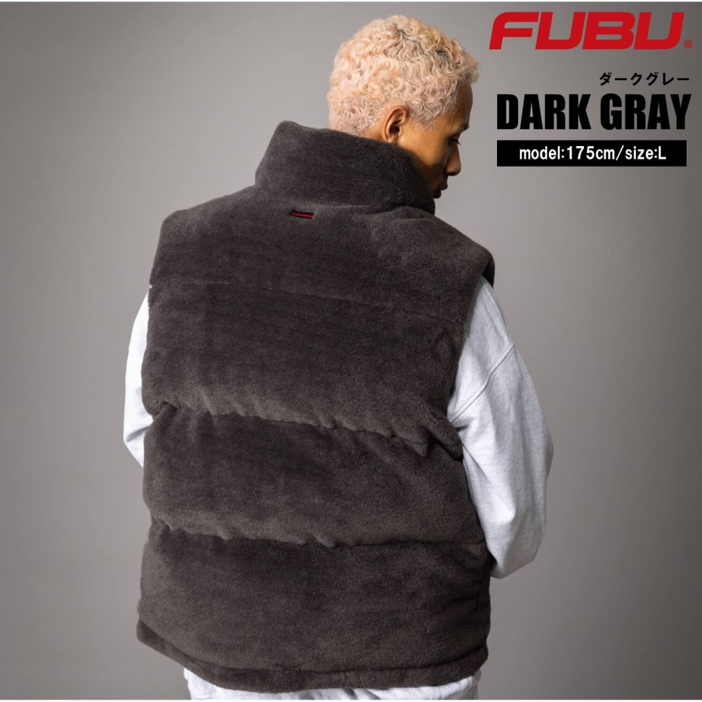 FUBU フブ 中綿ベスト メンズ フェイクファー パファー ダブルジップ エコダウン アウター ストリート あったか 防寒 保温 ヒップホップ ダンス オーバーサイズ ビッグシルエット 秋冬 M L XL XXL 大きいサイズ レディース fam-62306 2026FW karlas