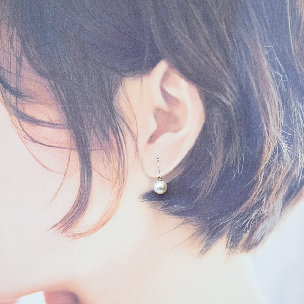 ［pearl431］ 7.5mm - 8mm 揺れる ピアス あこや真珠 シンプル 天草 フォーマル ホワイトピンク 熊本