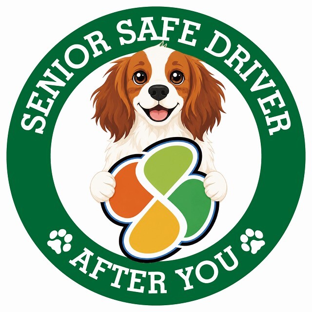 カーサイン 高齢者マーク SENIOR SAFE DRIVER コーイケルホーンディエ ステッカー シール 直径13cm 肉球 日本製 車