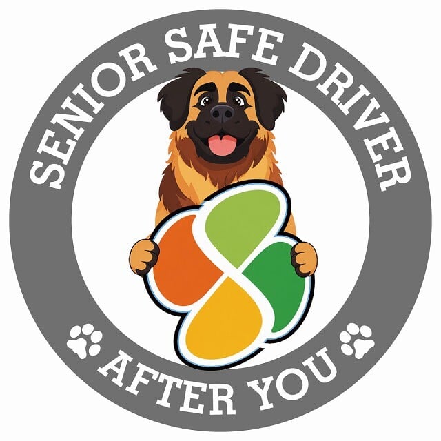 カーサイン 高齢者マーク SENIOR SAFE DRIVER レオンベルガー ステッカー シール 直径13cm 肉球 日本製 車