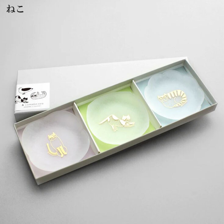 emoemo×toumei 箔 comamezara 動物 まめ皿 8cm 3枚セット 定形外 送料無料 箔 金箔 プレート まめ皿  皿 小皿 食器 とり