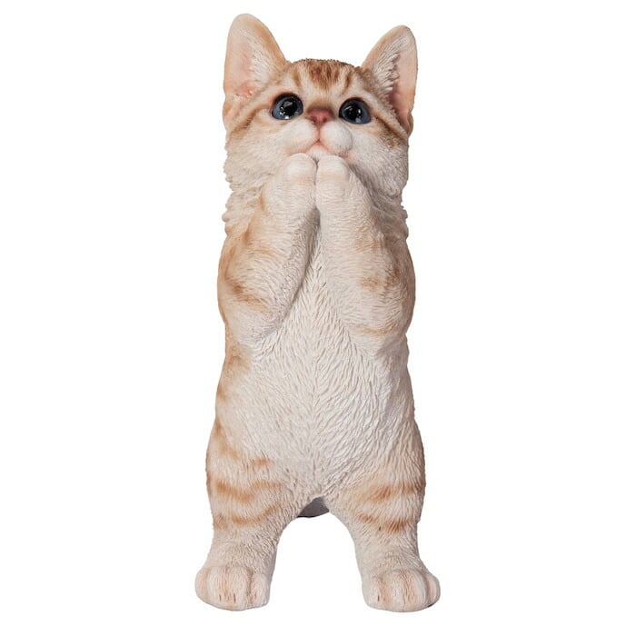 置物 猫 おねだり茶トラ猫 高さ23cm woobia ウービア リアル かわいい おしゃれ 玄関 インテリア オブジェ ガーデン 茶トラ おねだり ねこ ネコ 動物 アニマル 癒し 棚 北欧 プレゼント ギフト 新築祝い 猫好き