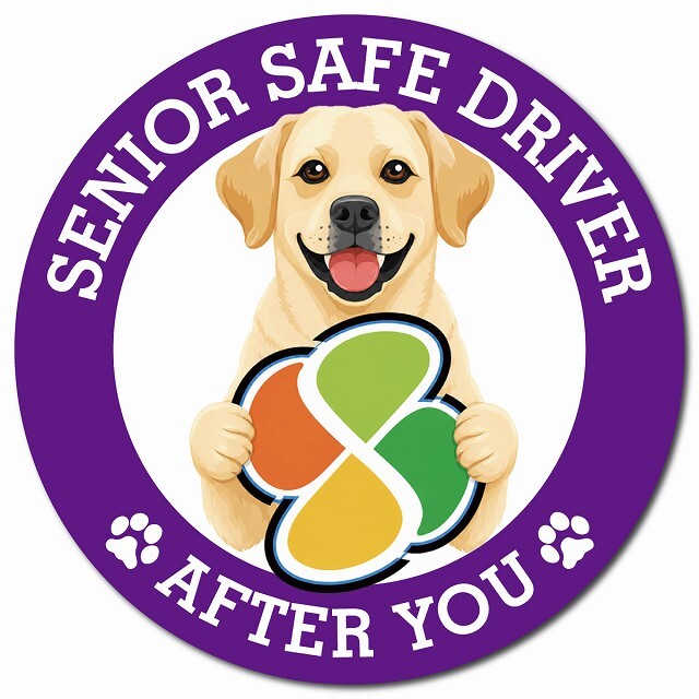 カーサイン 高齢者マーク SENIOR SAFE DRIVER ラブラドールレトリバー マグネット 強力 直径13cm 肉球 日本製 車 ステッカー