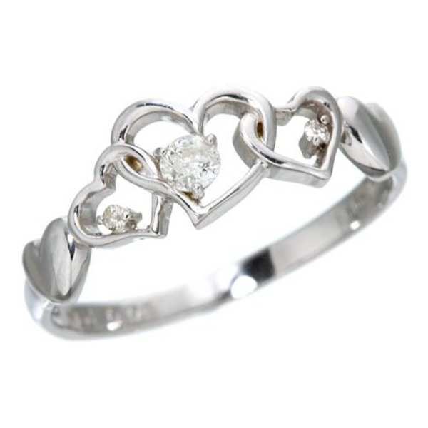 指輪 リング レディース ダイヤモンド 0.08ct K10 ハート 透かし アンティーク調 ゴールド 華奢 15号 ジュエリー アクセサリー プレゼント ギフト