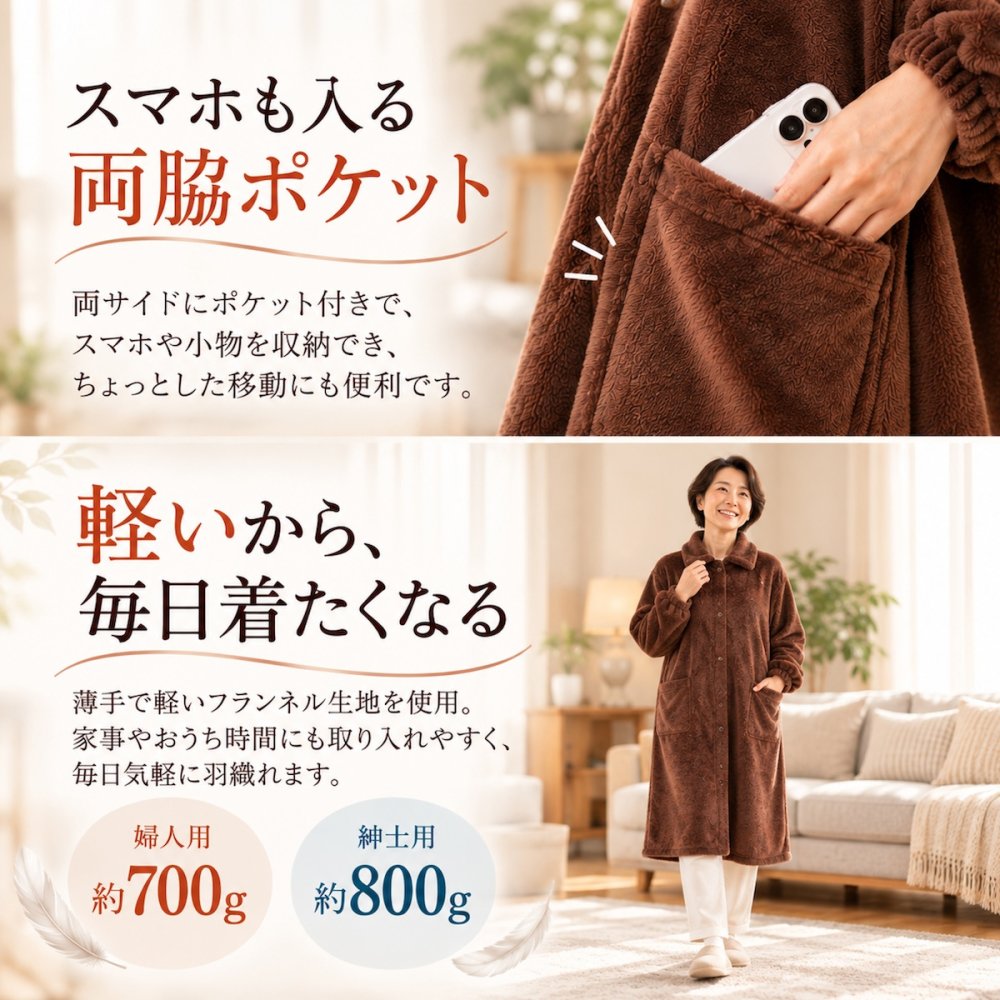 ファミラ 着る毛布ガウン あったかガウン ガウン 暖かい ルームウェア 部屋着 メンズ レディース 紳士用 婦人用 吸湿発熱 静電気防止 フランネル ロング丈 軽量 薄手 防寒 寒さ対策 冷え対策 冬 秋冬 あったかグッズ 羽織り 前開き ポケット付き プレゼント ギフト