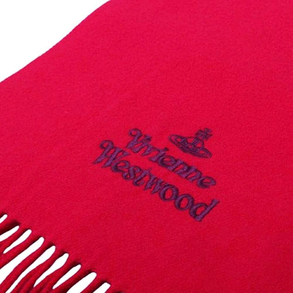 ヴィヴィアン ウエストウッド マフラー レディース メンズ ウール100％ レッド 赤 オーブ ロゴ刺繍 冬 誕生日 記念日 クリスマス プレゼント ギフト 母 父 彼氏 彼女 友達 Vivienne Westwood 成人 卒業 入学
