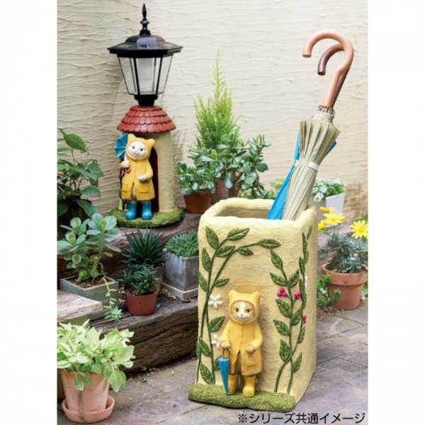 ソーラーライト RAINY CAT ホワイト SR-0874 猫 雑貨 ガーデンライト 屋外 防雨 おしゃれ 庭 玄関 エントランス 置物 ライト センサーライト 自動点灯 玄関灯 癒し オブジェ セトクラフト
