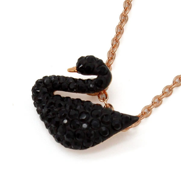 SWAROVSKI スワロフスキー ネックレス 5204133 Swan アクセサリー ブラック ローズゴールド
