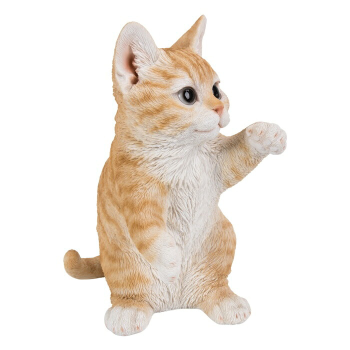 置物 猫 立つ茶トラ猫 高さ20.5cm woobia ウービア リアル かわいい おしゃれ 玄関 インテリア オブジェ ガーデン 茶トラ ねこ ネコ 動物 アニマル 癒し 棚 北欧 リビング プレゼント ギフト 新築祝い 猫好き
