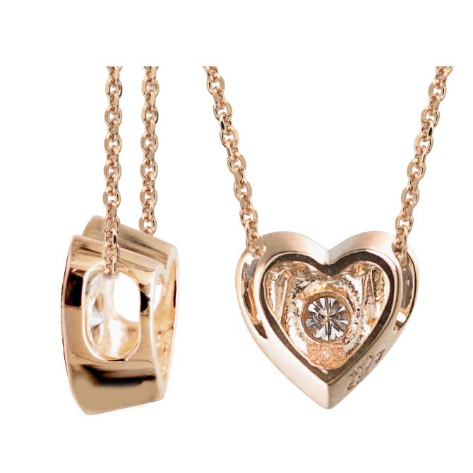 ハワイアンジュエリー ダイヤモンド ピンクゴールド ネックレス ハート 14K K14ピンクゴールド 一粒ダイヤモンド 鑑定書付 14k カットあずきチェーン太0.9mm ギフトラッピング可能 彼女 妻 女性 レディース プレゼント ハロウィン 【品番：CG-GP103R-CH123】