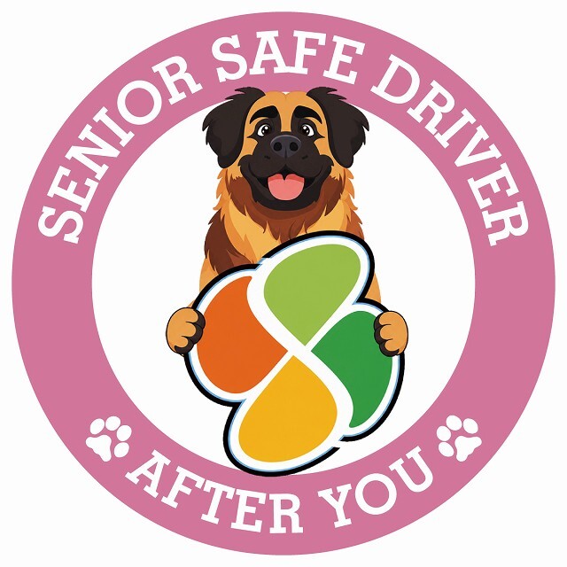 カーサイン 高齢者マーク SENIOR SAFE DRIVER レオンベルガー ステッカー シール 直径13cm 肉球 日本製 車