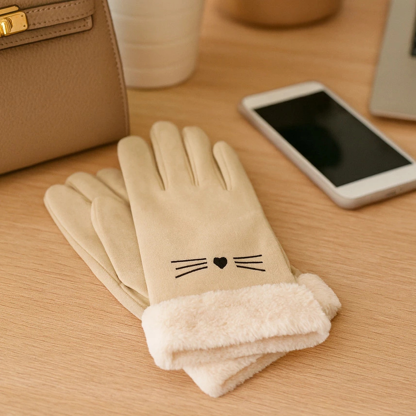 【即日発送】猫ひげ裏ボアグローブ 手袋 レディース 裏ボア 冬 暖かい ふわふわ 猫 ねこ ネコ かわいい 防寒 グローブ もこもこ フェイクファー 手袋 おしゃれ ミトン 通勤 通学 プレゼント ギフト クリスマス 誕生日 ベージュ ピンク グレー ブラック 保温 防寒手袋