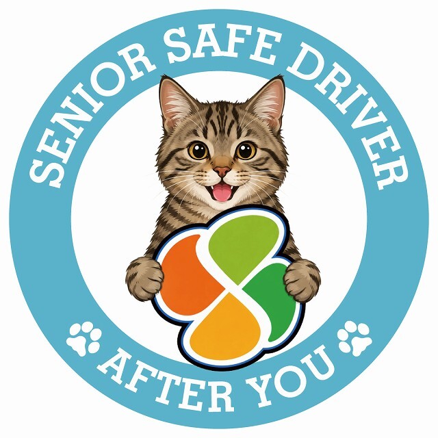 カーサイン 高齢者マーク SENIOR SAFE DRIVER キジトラ ステッカー シール 直径13cm 肉球 日本製 車