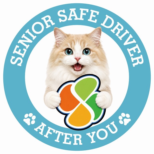 カーサイン 高齢者マーク SENIOR SAFE DRIVER ラガマフィン ステッカー シール 直径13cm 肉球 日本製 車