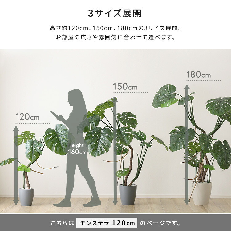 お手入れ簡単 フェイクグリーン モンステラ Sサイズ(120cm)