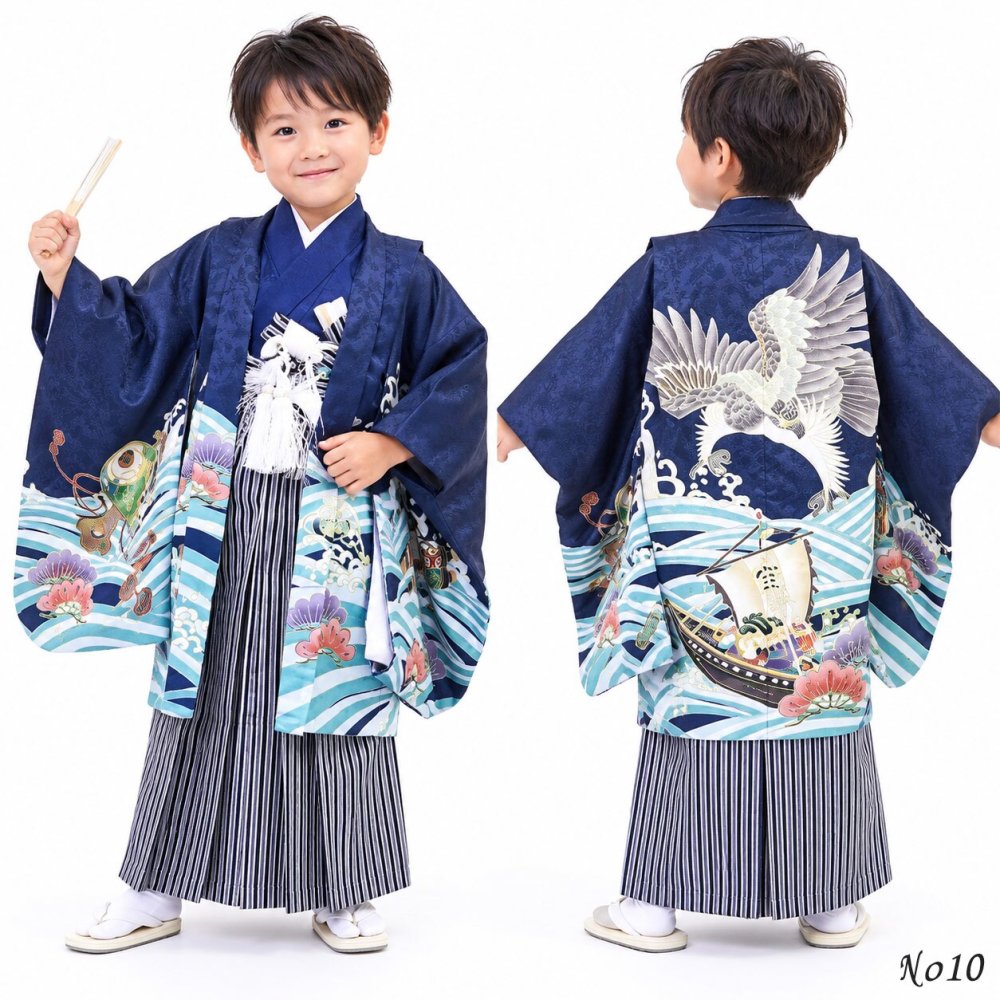 七五三 着物 男の子 5歳 袴 PO-120 購入 販売 鷹兜松 鷹 兜 男児 753 羽織袴 羽織 袴セット 男の子袴 セット 和装 レトロ 龍 子供 五歳 5才 お正月 ボーイズ