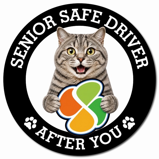 カーサイン 高齢者マーク SENIOR SAFE DRIVER マンクス マグネット 強力 直径13cm 肉球 日本製 車 ステッカー