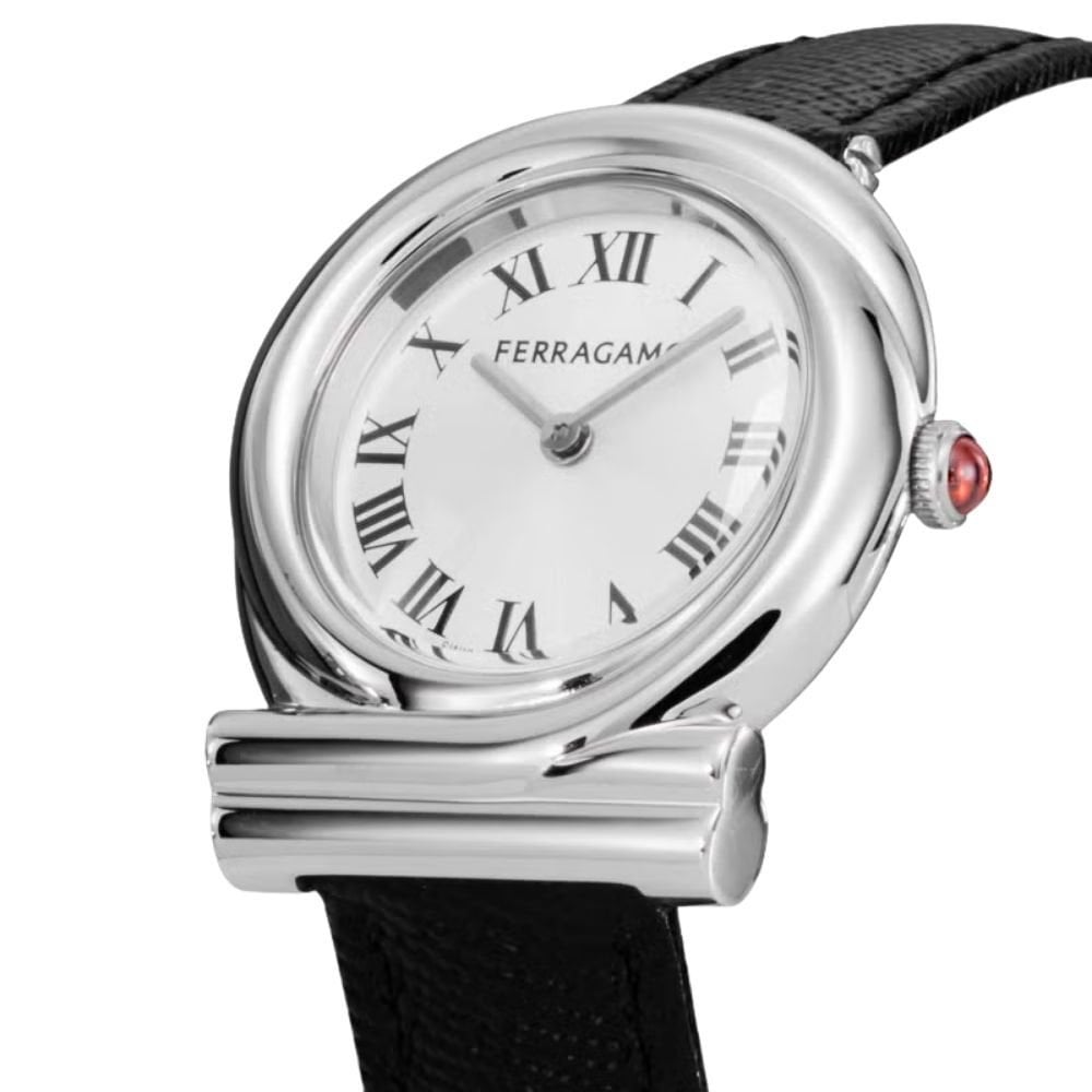 フェラガモ 腕時計 レディース ガンチーニ ツイステッド 1本限り シルバー ブラック レザー 32mm FERRAGAMO GANCINI TWISTED スイス製 サファイアガラス プレゼント ギフト 成人 卒業 入学