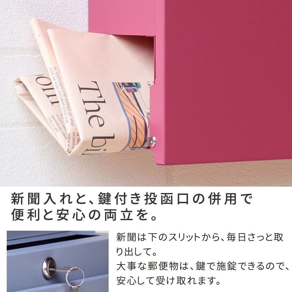 ガーデン エクステリア 新聞受け付き壁掛けポスト Miche ミケ PST-004