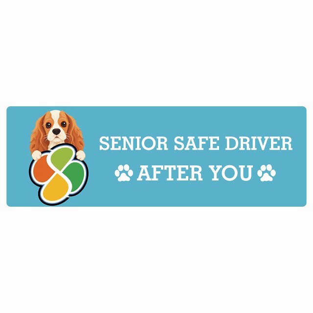 カーサイン 高齢者マーク SENIOR SAFE DRIVER イングリッシュコッカースパニエル ステッカー シール 長方形 15x5cm 肉球 日本製 車