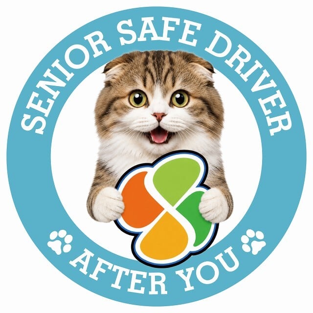 カーサイン 高齢者マーク SENIOR SAFE DRIVER ハイランドフォールド ステッカー シール 直径13cm 肉球 日本製 車