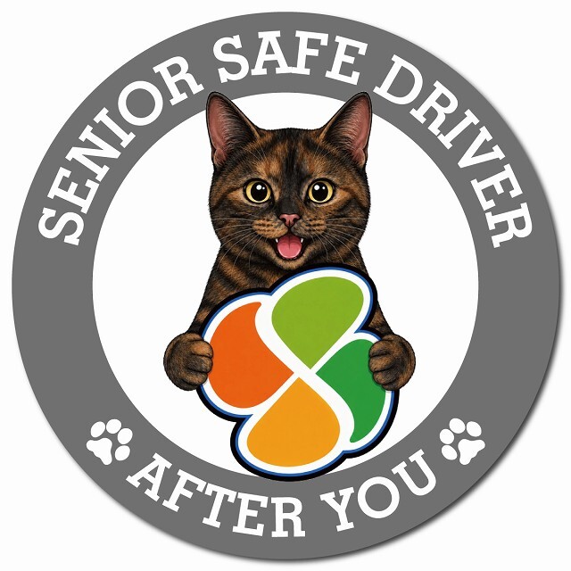 カーサイン 高齢者マーク SENIOR SAFE DRIVER サビ（べっ甲） マグネット 強力 直径13cm 肉球 日本製 車 ステッカー