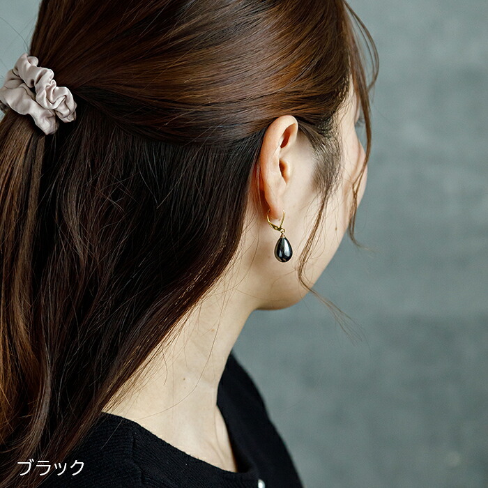 ピアス 金属アレルギー サージカルステンレス フープ 落ちない 引っかからない 外れにくい フック パール 真珠 しずく 雫 イミテーション 大粒 カラー