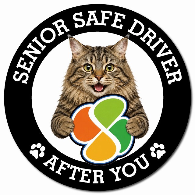 カーサイン 高齢者マーク SENIOR SAFE DRIVER クリリアンボブテイル マグネット 強力 直径13cm 肉球 日本製 車 ステッカー