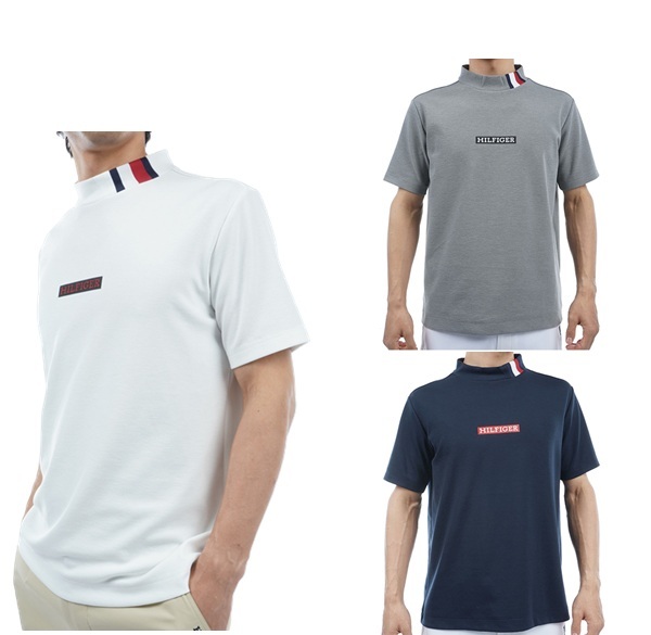 トミーヒルフィガー ゴルフ メンズ ボックスロゴ 半袖モックネックシャツ TOMMY HILFIGER GOLF THMA412 春夏モデル お誕生日祝い お祝い 記念品 お父さん 父の日 彼氏 男性 30代 40代 50代 60代  還暦祝い 敬老の日 人気プレゼント プレゼント