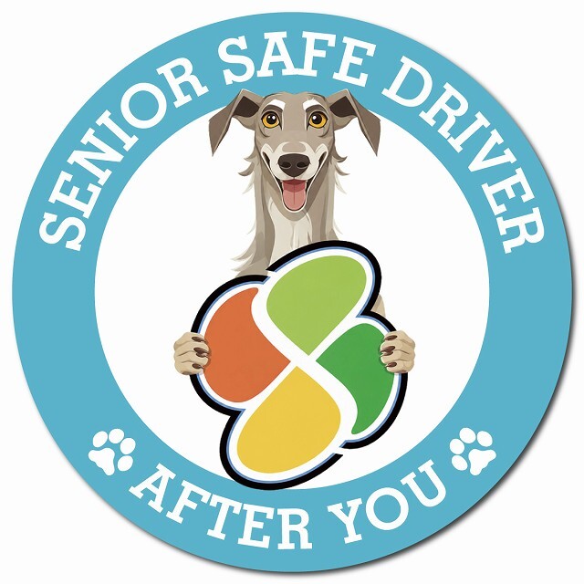 カーサイン 高齢者マーク SENIOR SAFE DRIVER ディアハウンド マグネット 強力 直径13cm 肉球 日本製 車 ステッカー