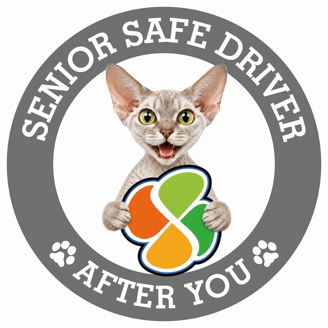 カーサイン 高齢者マーク SENIOR SAFE DRIVER デボンレックス ステッカー シール 直径13cm 肉球 日本製 車
