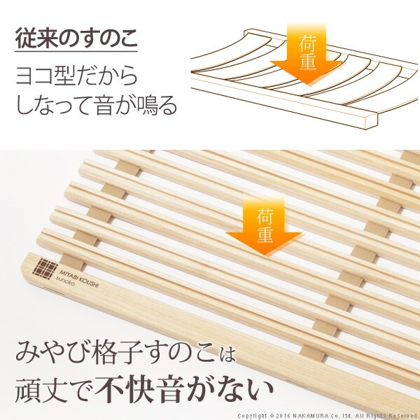 【グッドデザイン賞受賞】 すのこベッド ロール式 シングル 通気性2倍で丸めて収納 「みやび格子」すのこベッド ロールタイプ 桐 天然木 スノコベッド すのこマット 折りたたみベッド 省スペース 快眠 除湿 調湿 防カビ 梅雨対策 結露防止 新生活
