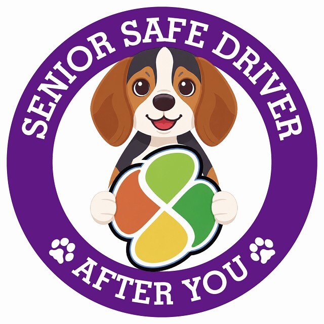 カーサイン 高齢者マーク SENIOR SAFE DRIVER ビーグル ステッカー シール 直径13cm 肉球 日本製 車