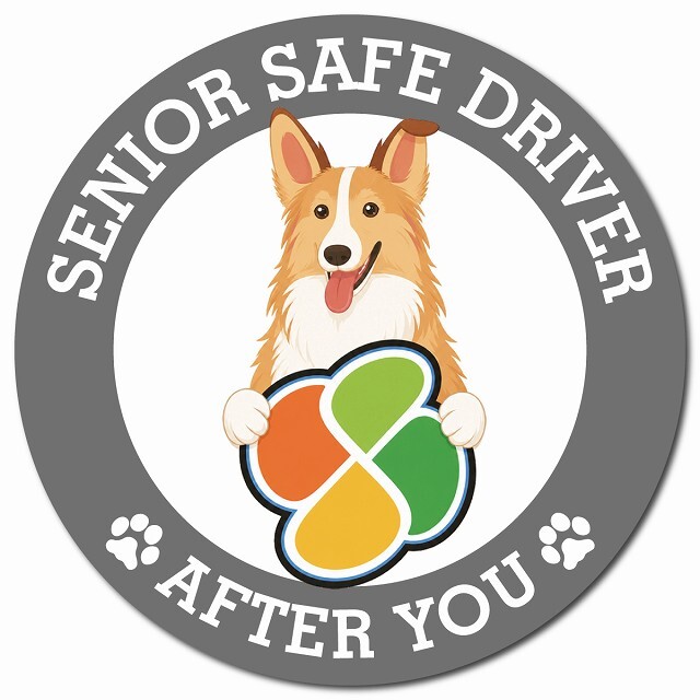 カーサイン 高齢者マーク SENIOR SAFE DRIVER スムースコリー マグネット 強力 直径13cm 肉球 日本製 車 ステッカー