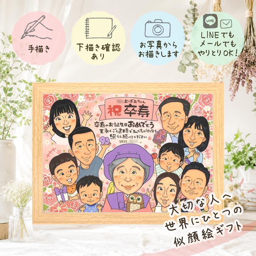 誕生日の贈り物に、大切な人の笑顔を、やさしく形にします。 似顔絵 ギフト 卒寿 名入れ プレゼント 手描き 贈り物 誕生日 白寿 記念日 お祝い 長寿 大人数 孫 ご両親 祖父母 修正無料 下書き確認 名入れ 宝物 かわいい 実績多数 親孝行 卒寿祝い 90歳 長寿 宝物 米寿祝い 長寿祝い 同窓会 還暦祝い 初任給 二次会 贈答品 結婚祝い 古希祝い 喜ばれる お祝いの品 闘病中の方への励まし